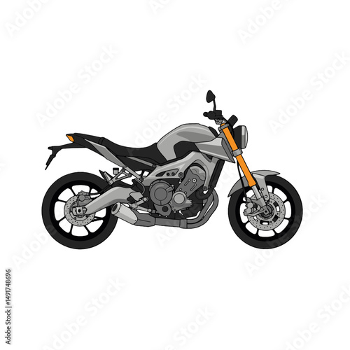 Pixel Art Gray Motorcycle Side View