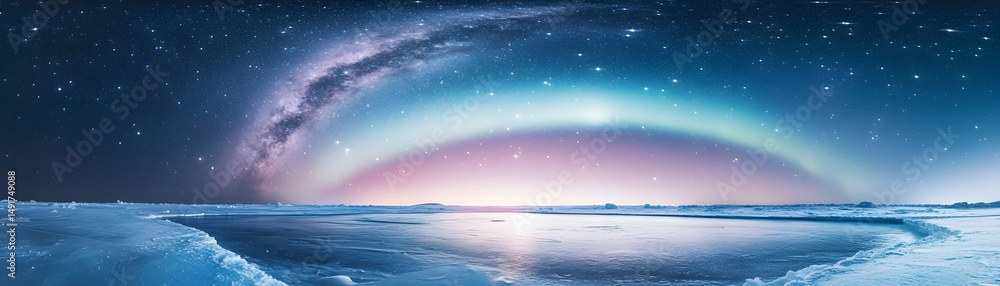 Fototapeta premium A breathtaking icy landscape under a vibrant aurora.
