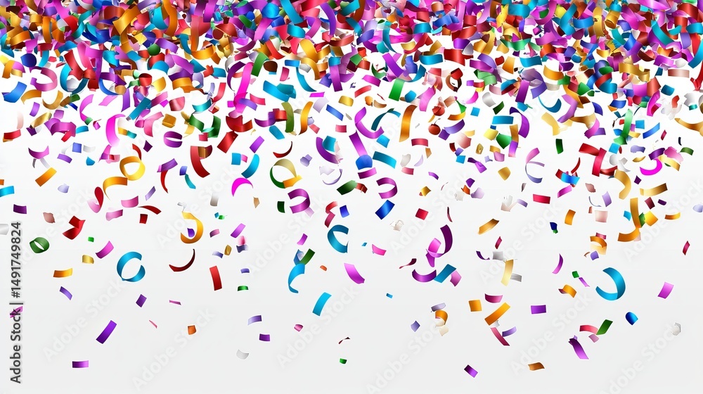 Obraz premium Colorful confetti falling on a white background (5)