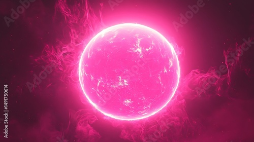Pink glowing sphere with smoky background