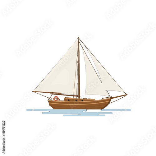 Pixel Art Wooden Sailing Vessel Illustration