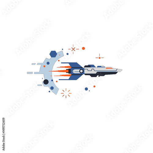 Pixel Art Spaceship Launching Into Space