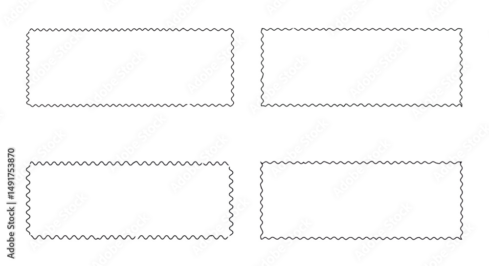 Fototapeta premium Four Rectangular Frames with Zigzag Edges on White