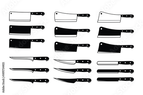 Set of silhouette knife icon logo design