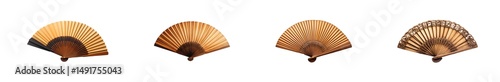 Multiple antique fans in a horizontal row. isolated on transparent background photo