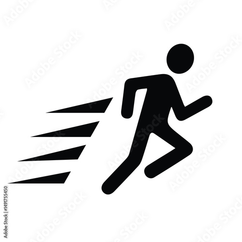 Black Run Icon for any kind of graphic work - sport run black logo design for any kind of graphic work. black Run clipart vector image. man fast walking dark illustrator vector image traveling concept