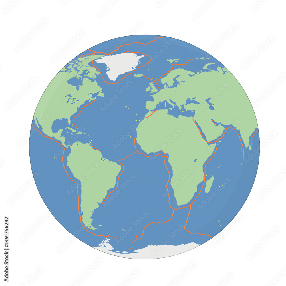 Fototapeta premium Simple Pixelated World Map Globe