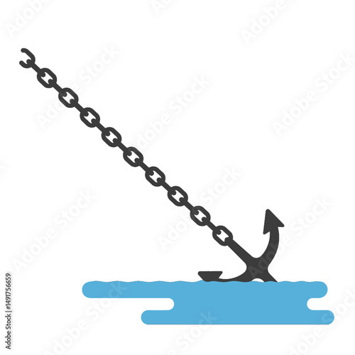 Anchor And Chain In Water