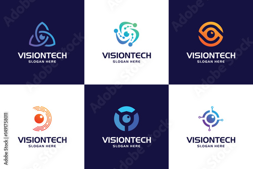 Vision tech logo design collections