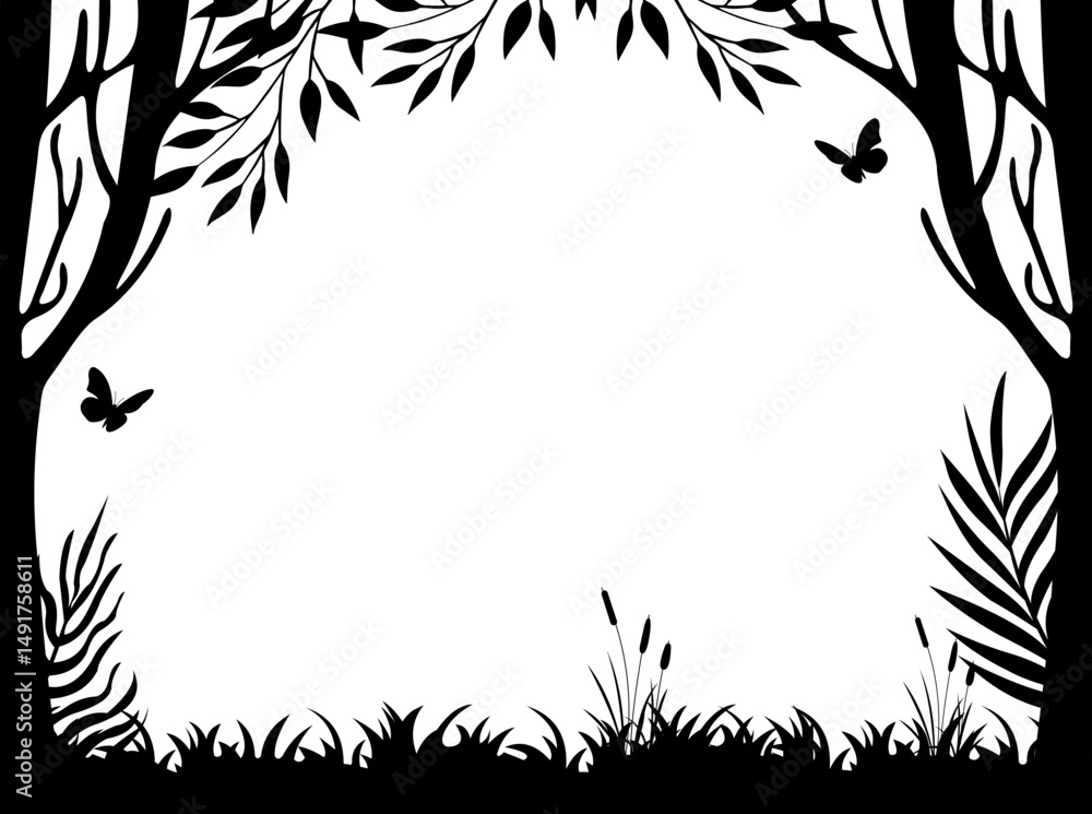 Obraz premium Forest Silhouette Landscape Frame