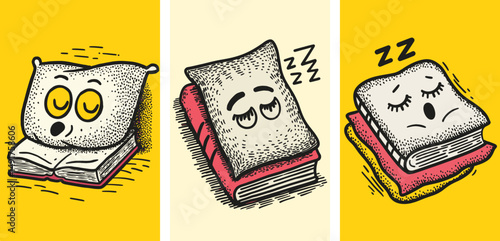 Charming Doodle Illustration of a Sleeping Book Character