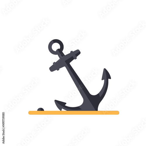 Simple Anchor Icon On Yellow Background