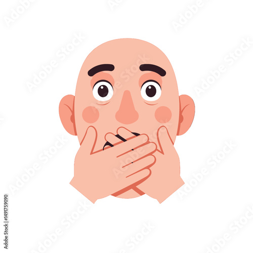 Pixel Art Man Covering Mouth With Hands