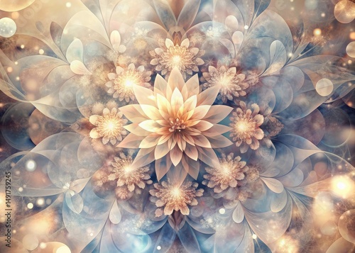 Beige Pastel Floral Abstract Background, Bokeh Effect, Soft Flower Pattern, Delicate Floral Design, Artistic Wallpaper