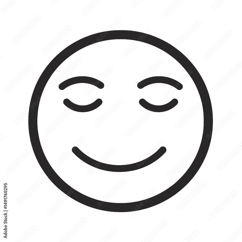 Fototapeta premium Simple Black And White Smiling Face Emoji