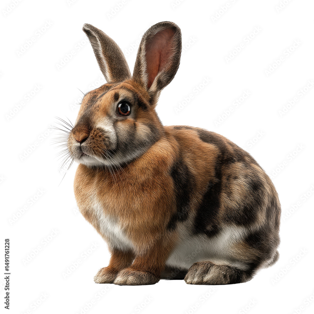 Obraz premium Detailed Portrait of a Beautiful Rabbit on a white background.
