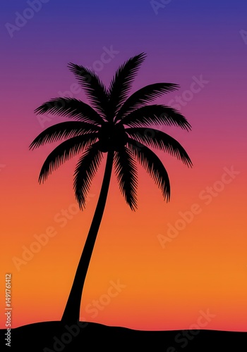 Twilight Palm Silhouette AI Generated