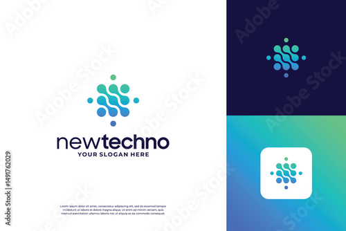 Dot connection logo design for technology