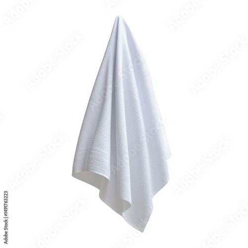 Elegant White Towel on Black Background on a white background.