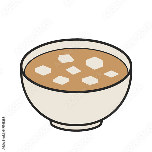 Simple MISO Soup In A Bowl Illustration