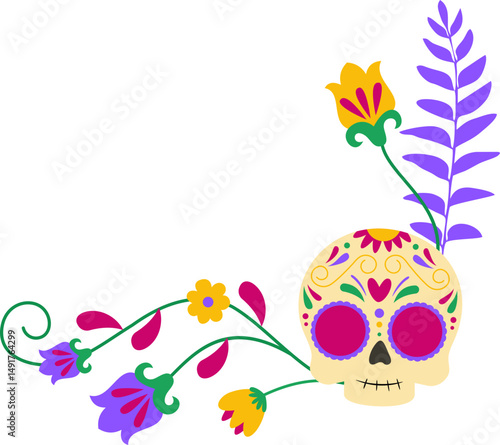 Dia De Los Muertos Skull Corner