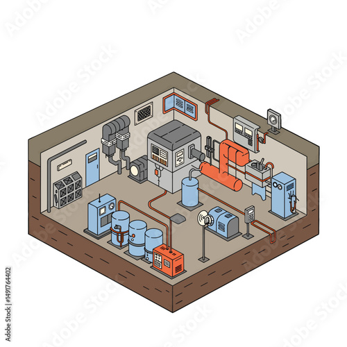 Isometric Pixel Art Industrial Plant