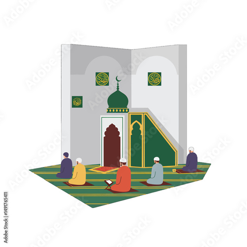 Muslim Worshippers Praying In Mosque