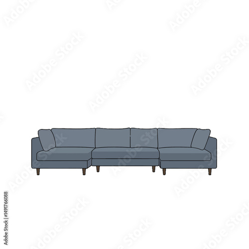 Modern Grey Sectional Sofa Illustration