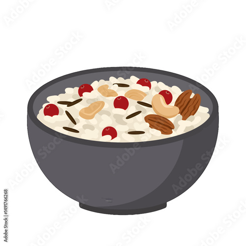 Healthy Oatmeal Bowl With Berries Nuts And Seeds