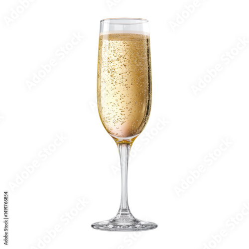 Refreshing Champagne in a Flute Glass with Transparent Background