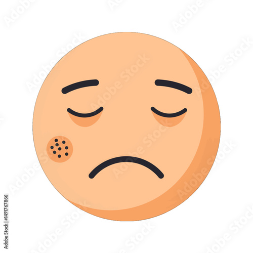 Sad Cartoon Face with Spot