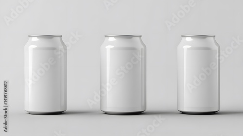 Wallpaper Mural Three blank aluminum beverage containers on a neutral background. Torontodigital.ca