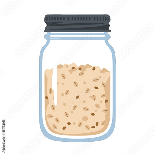 Glass Jar Filled With Oatmeal