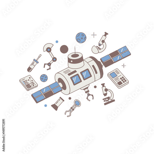 Pixel Art Space Station Illustration