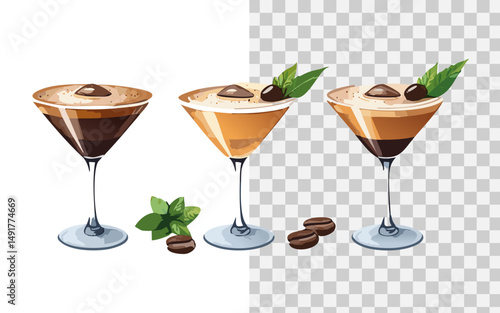a glass of coffee flavored drink with brown color and leaf topping
