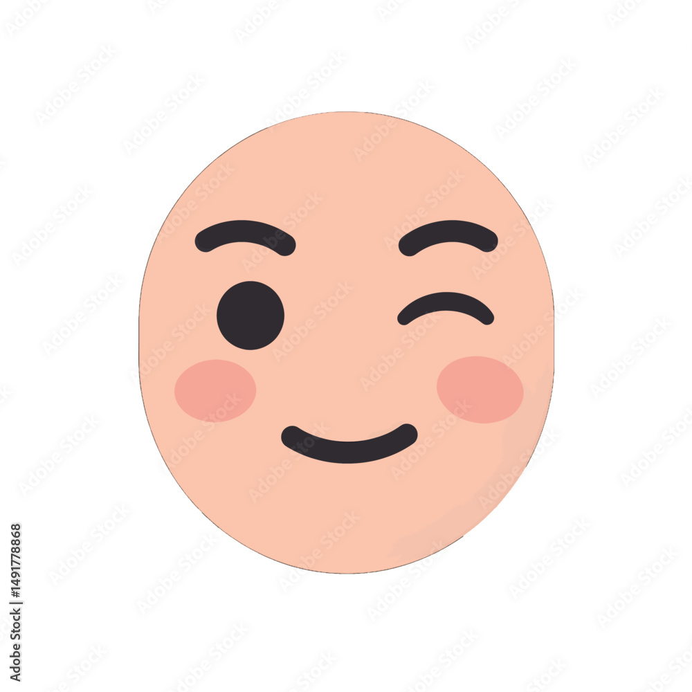 Fototapeta premium Winking Cartoon Face Illustration