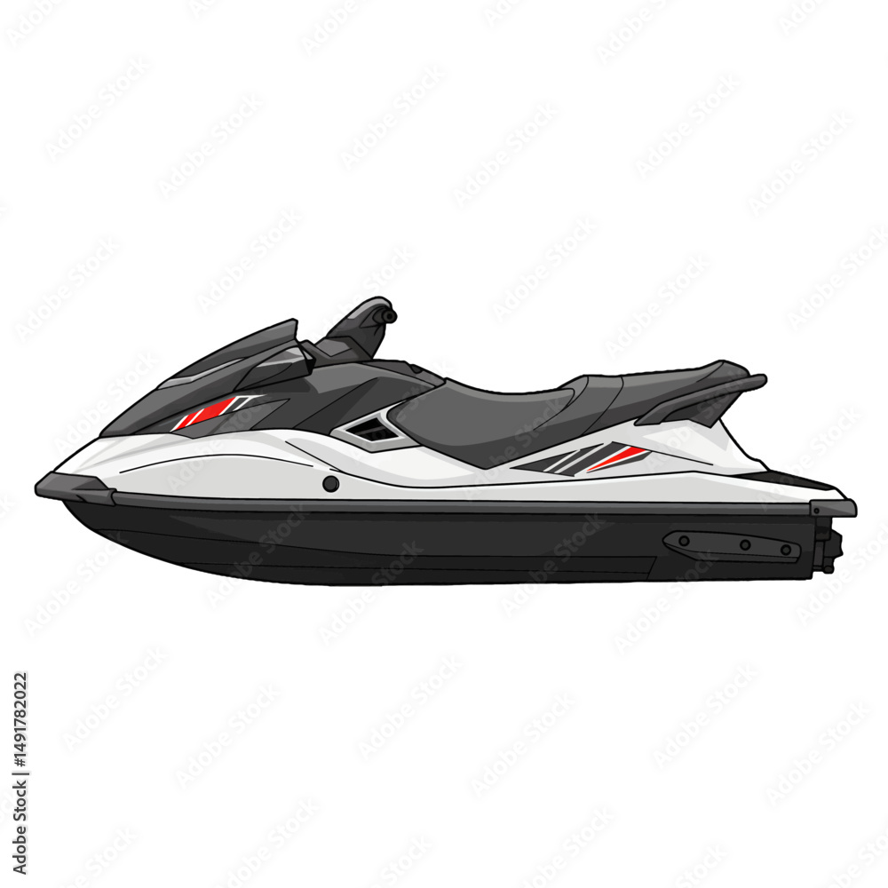 Naklejka premium Pixel Art Jet Ski Side View