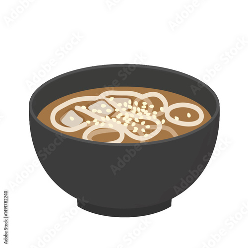 Simple Bowl Of Miso Soup Illustration
