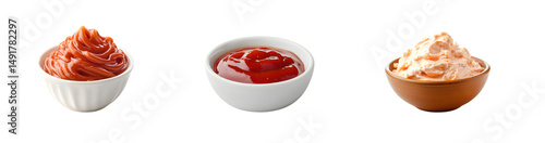 Wallpaper Mural Set of Assorted condiments in small bowls on a surface. isolated on transparent background Torontodigital.ca