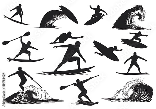 Ocean's Embrace: Silhouette Surfing