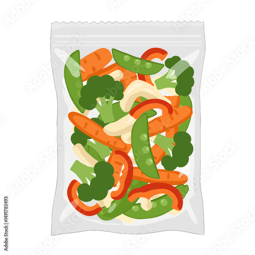 Colorful Frozen Vegetable Mix In Plastic Bag