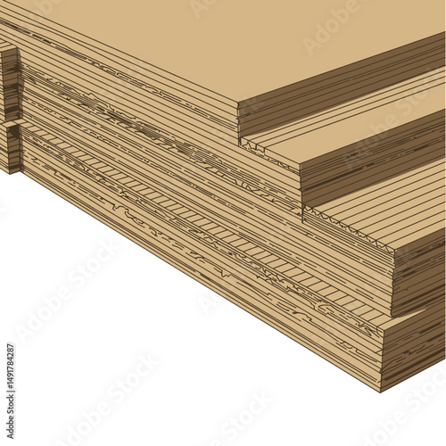 Stacked Plywood Sheets Close Up