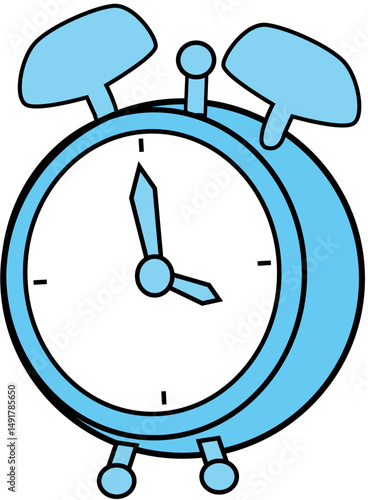 Animated alarm clock object. Traditional twin bell timepiece. Full sized flat item HD video footage with alpha channel. Color cartoon style illustration for motion graphic design and animation