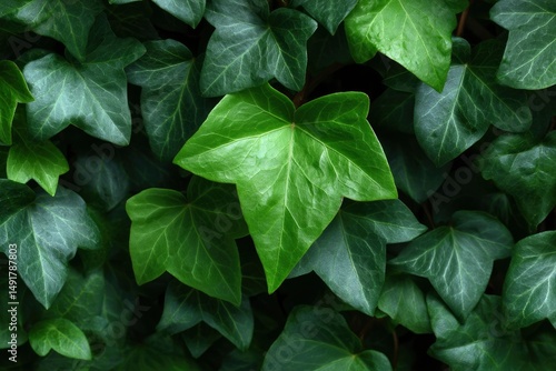 Ivy Leaves Closeup Natural Green Background