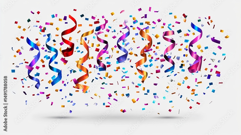 Obraz premium Colorful confetti and streamers for a celebration
