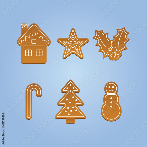 Set of cartoon gingerbread
