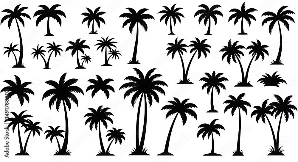 Fototapeta premium Palm Silhouette Collection AI Generated