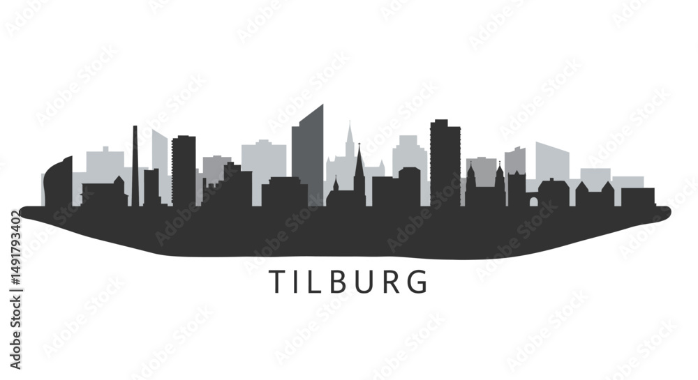 Tilburg Skyline with Netherlands Cityscape, and Vector Illustration. Tilburg Skyline with Netherlands Cityscape, and Vector Illustration.