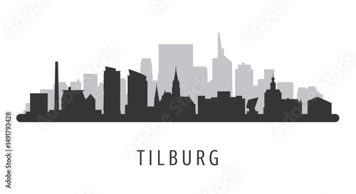 Tilburg Skyline with Netherlands Cityscape, and Urban Vector.