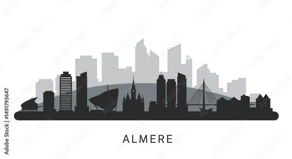 Almere Skyline with Netherlands Cityscape, and Urban Panorama. Almere Skyline with Netherlands Cityscape, and Urban Panorama.